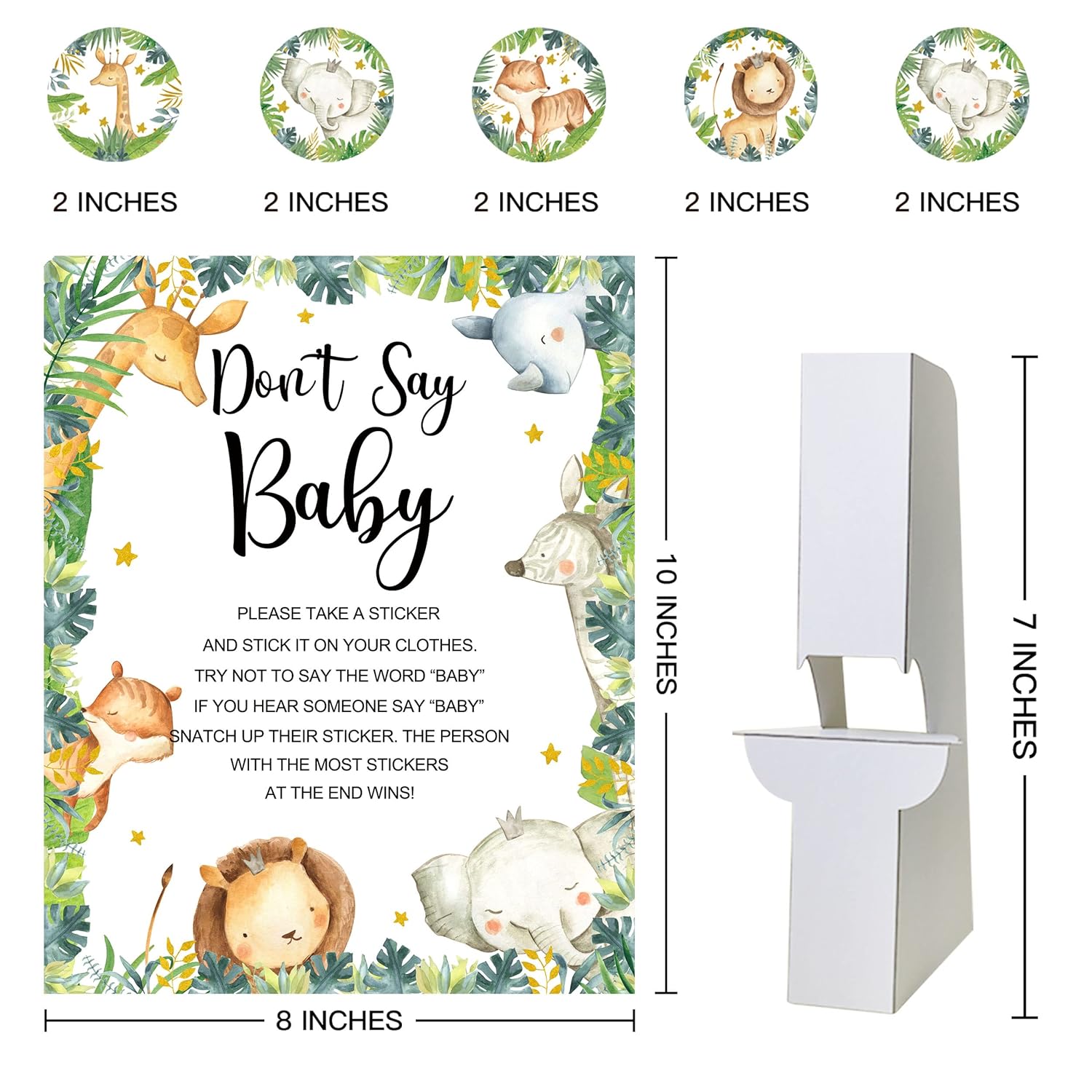 Safari Don'T Say Baby Shower Game Set, 100 Safari Jungle Baby Shower Games Decorations, Wild Animal Themed Don'T Say Baby Shower Game Kit Bundle Party Decor