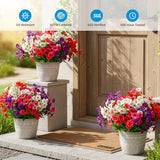 14 Pcs Artificial Plants & Flowers, Uv Resistant Fake Flowers, Spring Flowers Artificial,Faux Flower Daisy With Eucalyptus Leaves For Outside Home Planter Window Porch Patio Yard