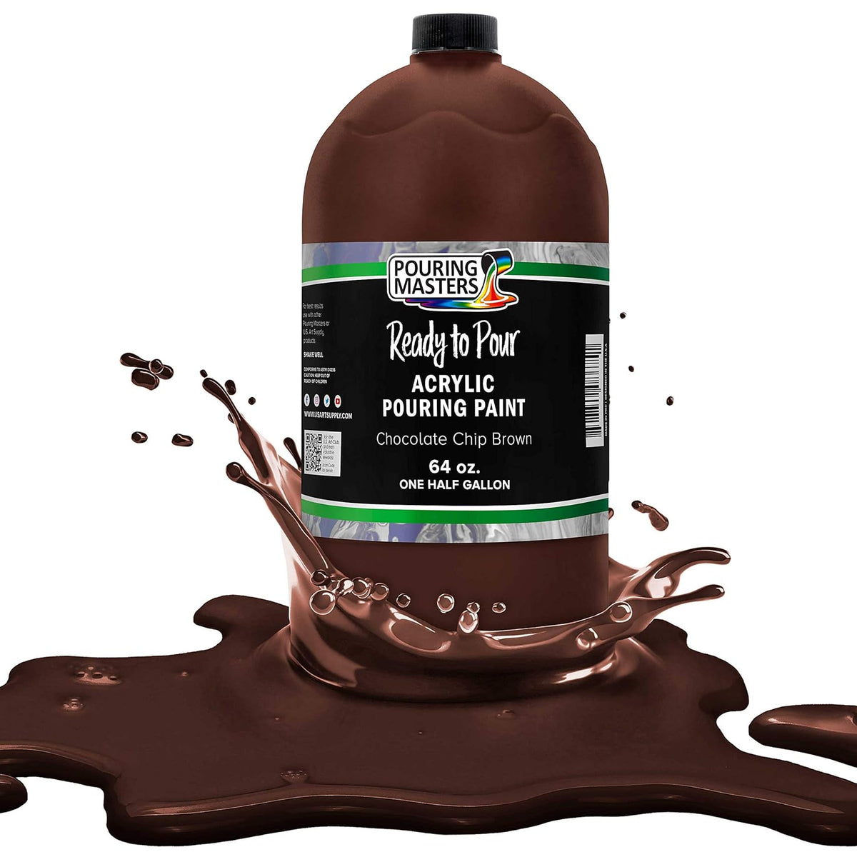 Pouring Masters Chocoloate Brown Ready To Pour Acrylic Pouring Paint - Premium 64-Ounce Pre-Mixed Fluid Acrylic Paint - Fluid Art Supplies For Canvas, Wood, Paper, Tile & Rocks