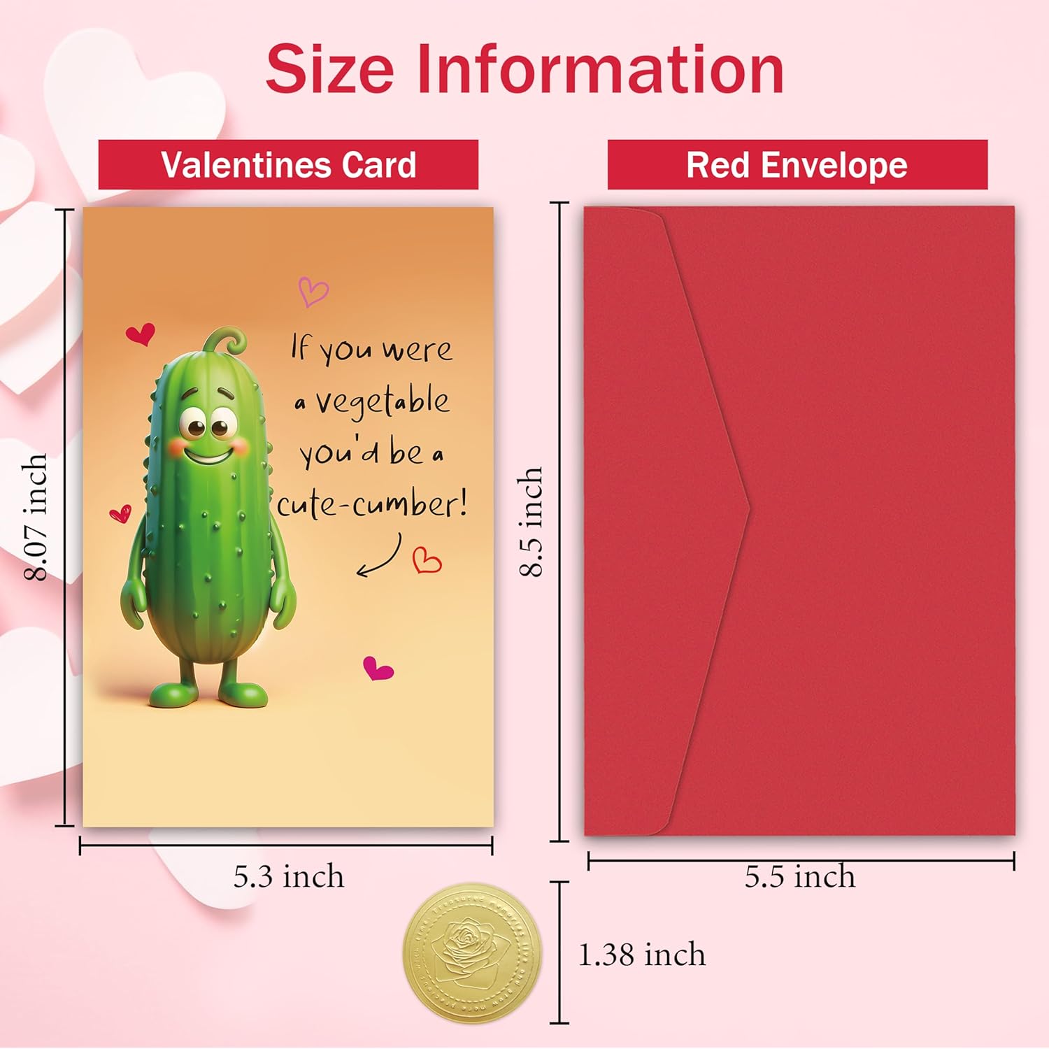 Punny Valentines Card For Men Women, Cute-Cumber Valentines Cards For Him Her, Funny Valentine'S Day Cards For Husband Wife, Perfect Punny Cards - If You Were A Vegetable You'D Be A Cute-Cumber!