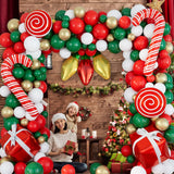 Balloons 152Pcs Garland Kit For Christmas, Red, White, Green, Gold, Candy Cane, Gift Box, Light Bulb Foil Balloons, Decorations, Party Supplies
