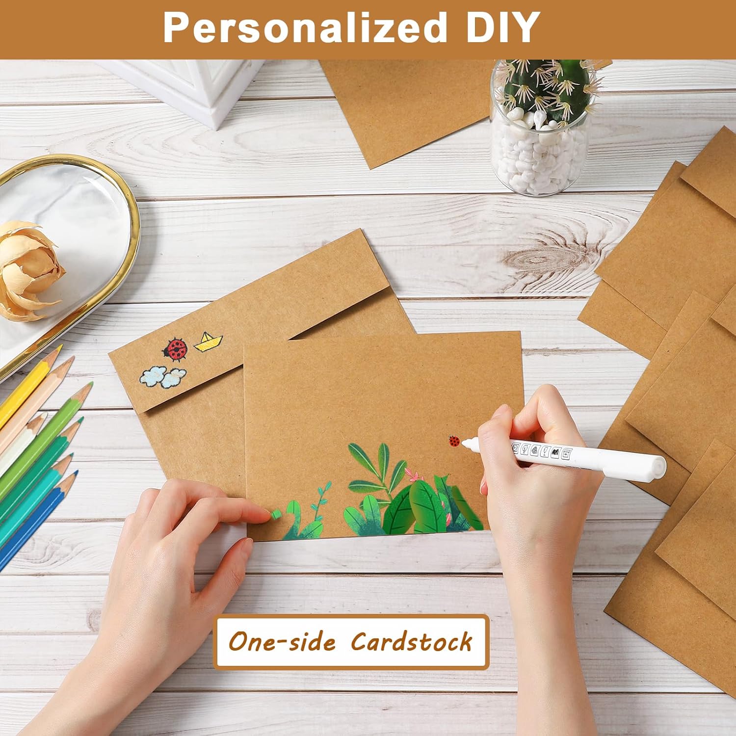 Brown Blank Greeting Cards And Envelopes 5 X 7 Heavyweight Flat Cardstock And A7 Envelopes Printable Self Seal 20 Packs For Diy Wedding Invitations, Baby Shower, Thank You Cards