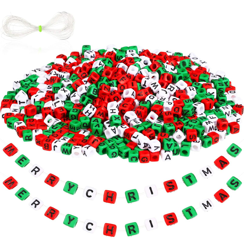 1140 Pieces Alphabet Beads Kit Christmas Letter Beads Square Plastic A