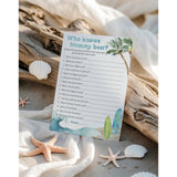 Beach Surf Theme Baby Shower Games, Who Knows Mommy Best — Pack Of 25 — Summer Blue Ocean Surfing, Fun Mom To-Be Baby Shower Activity, Gender Neutral Couples Shower Co-Ed Shower Game G940-Wkm