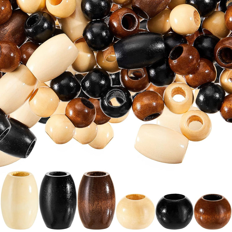 130 Pieces Large Wooden Spacer Beads Wooden Beads Round Loose Beads Tube Beads