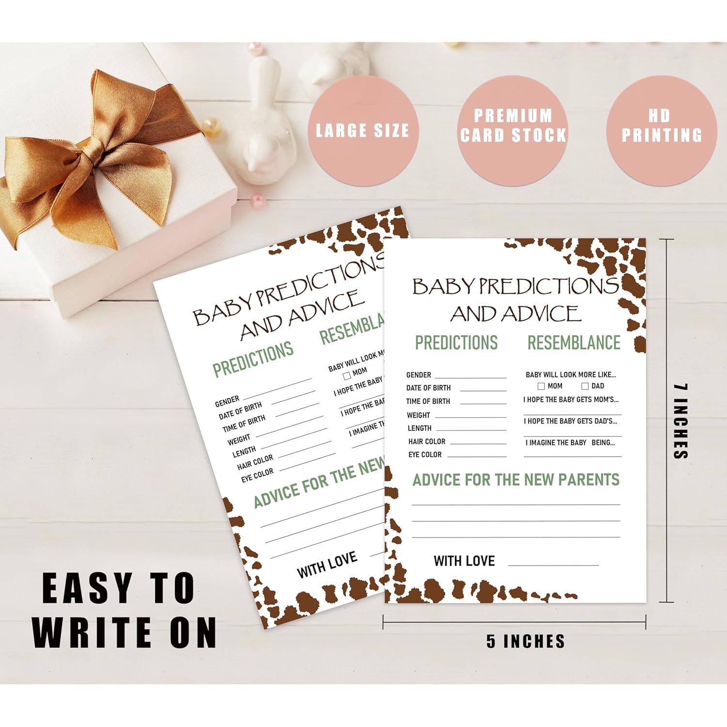 Baby Shower Games - Prediction And Advice Game For 30 Guests With Cards, Gender Reveal Game, Cowboy Baby Shower Supplies (25)