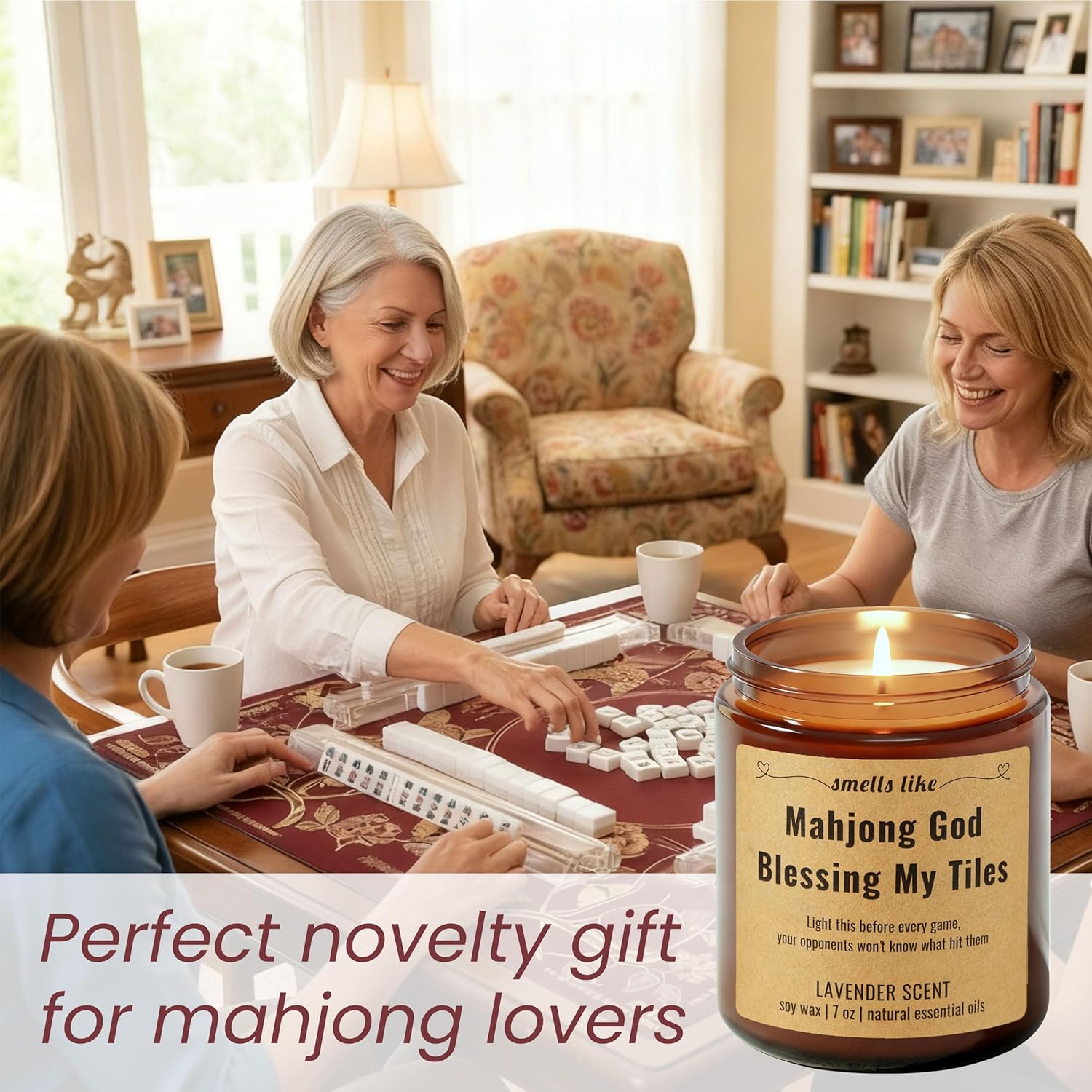 Funny Mahjong Scented Candle, Mah Jong Gifts For Women'S Day, Mother'S Day - Mah Jongg Accessories, Mah Jongg Party Favors, Birthday Present For Her, Friends, Hostess, Mom, Ladies, Girls, Players
