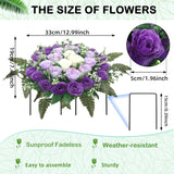 Artificial Cemetery Flowers,Silk Memorial Cake For Cemetery,Artificial Flower Centrepieces For Tables,Artificial Rose Graveyard Memorial Flowers For Headstones Decoration (Purple)