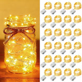 24 Pack Battery Operated Fairy Lights 7FT 20 LED Warm White Mini String Lights 3 Modes Waterproof for Mason Jars Wedding Decor