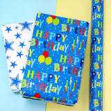 Reversible Birthday Wrapping Paper For Boys Girls Kids Adults Baby Shower - Colorful Happy Birthday Gift Wrap Paper For Party - Gift Wrapping Paper Roll, 17.7 Inch X 33 Feet, High Gloss