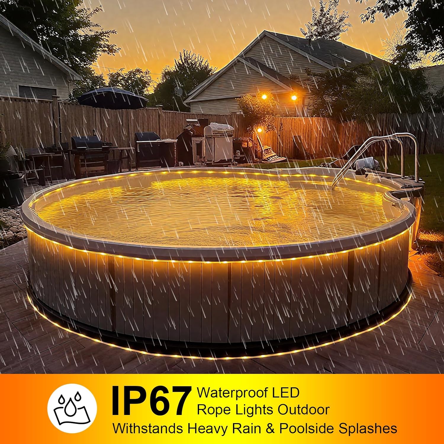 1 Pack Battery Powered String Lights Waterproof With Remote 33Ft 100Led Timer 8 Modes Battery Operated Outdoor Lights For Christmas Decor Trampoline Camping Tents, Warm White