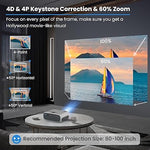 Android TV Projector - 5G WiFi, Bluetooth, Netflix, 4D Keystone, Zoom, HDMI