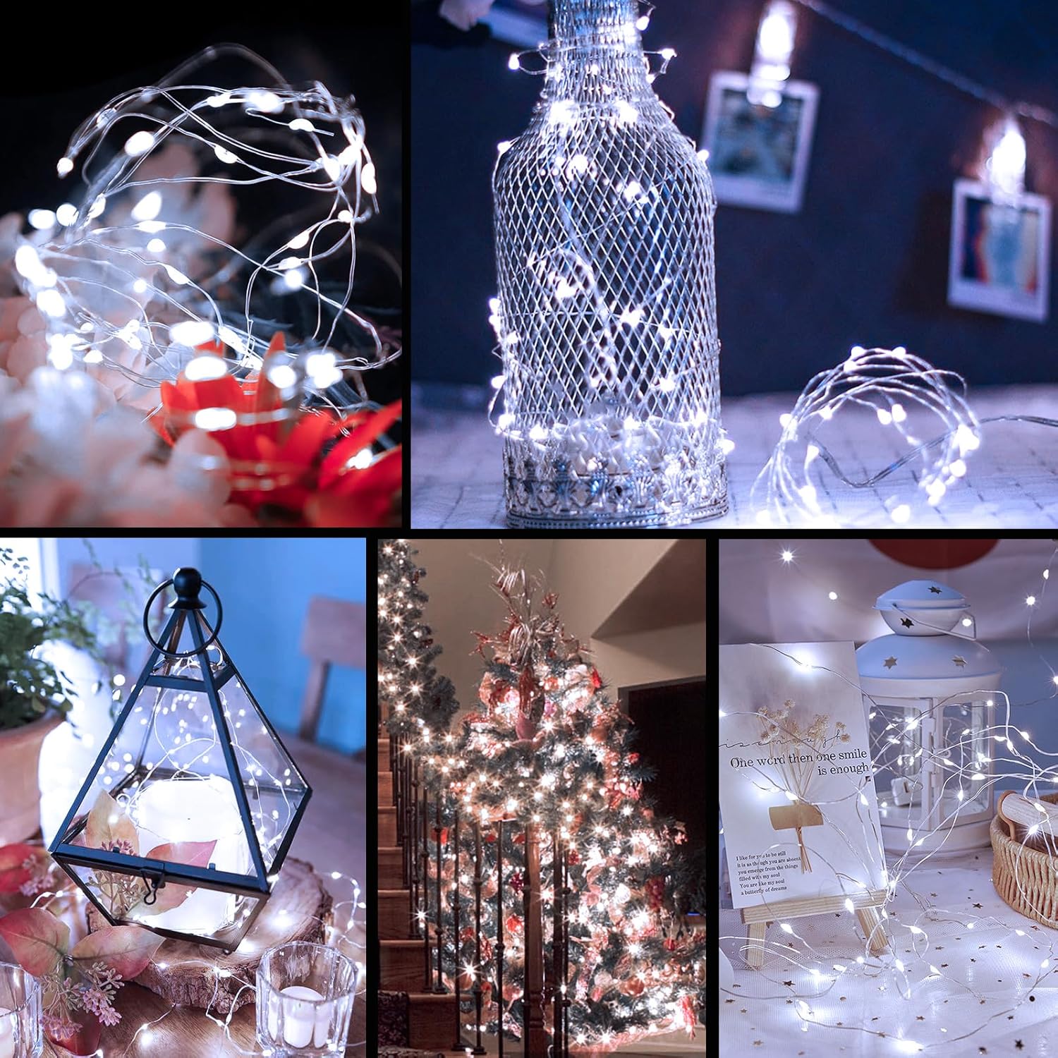 Led Fairy Lights Battery Operated, 50 Led 16Ft Copper Wire Mini String Lights Waterproof Starry Lights For Bedroom,Hallo