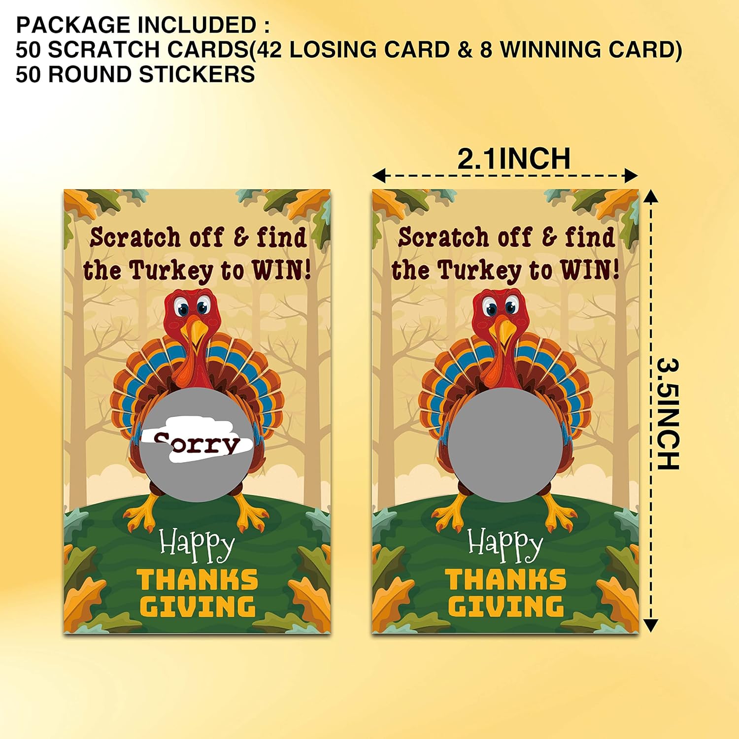 Turkey Scratch Off Games, Thanksgiving Scratch Off Game Cards For Bridal Shower, Fall Festival Raffle Lottery Tickets Cards, Set Of 50 (B03)