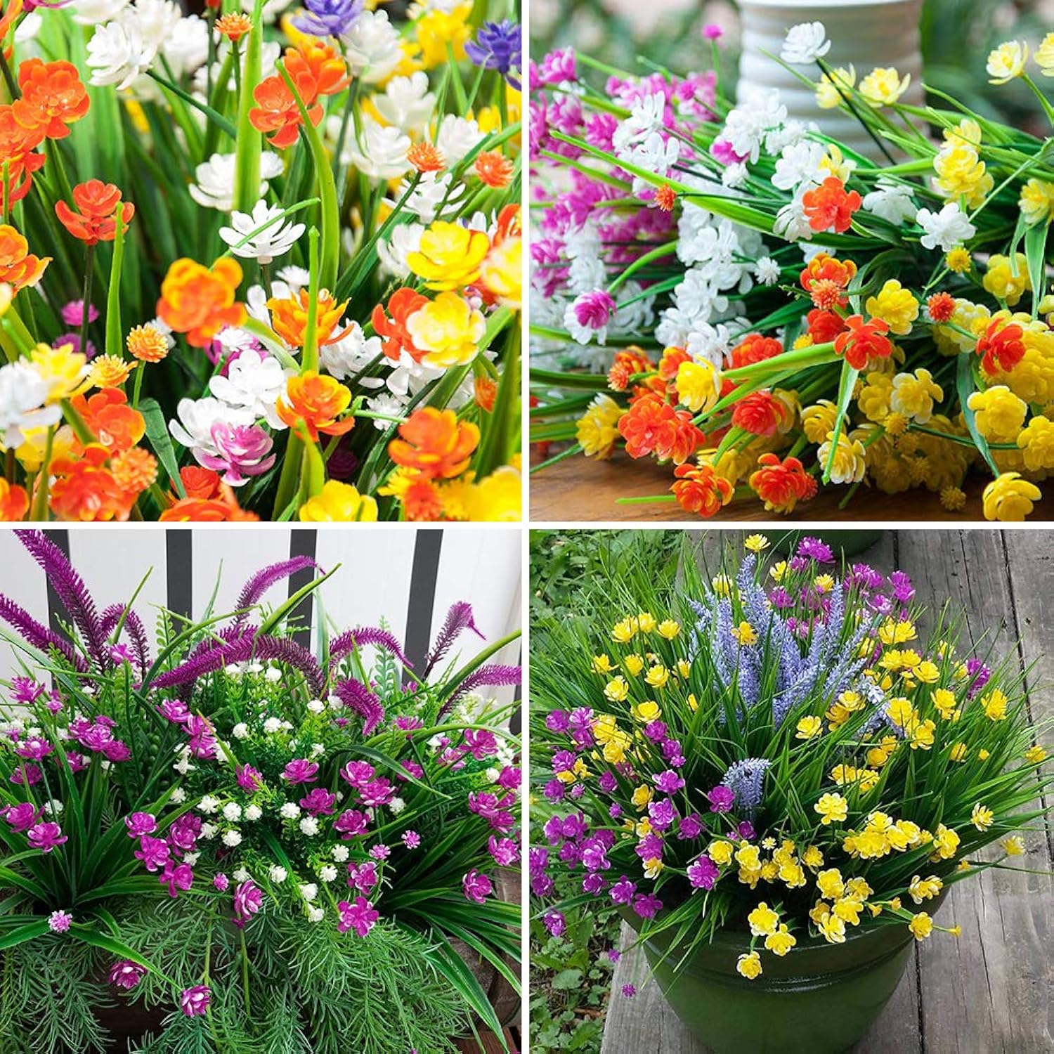 Artificial Flowers, 8 Bundles Fake Outdoor Uv Resistant Greenery Faux Plants Shrubs For Indoor Outside Hanging Planter Home Office Wedding Farmhouse Decor (Fuchsia)