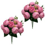 Artificial Peony Flowers, 4Pcs Silk Peonies Fake Peony Bouquets For Home Wedding Office Party Decor (Pink)