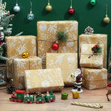 Christmas Wrapping Paper, Brown And Gold Foil Kraft Gift Wrapping Paper Roll, Christmas Wrapping Paper Jumbo Roll, Gift Wrapping Paper For Christmas Winter Holiday Birthday,17Inch × 33Feet