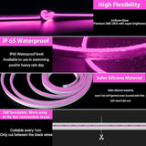 16.4FT Pink LED Neon Flex Strip Light 12V Waterproof Silicone Rope Light Indoor Outdoor Decor