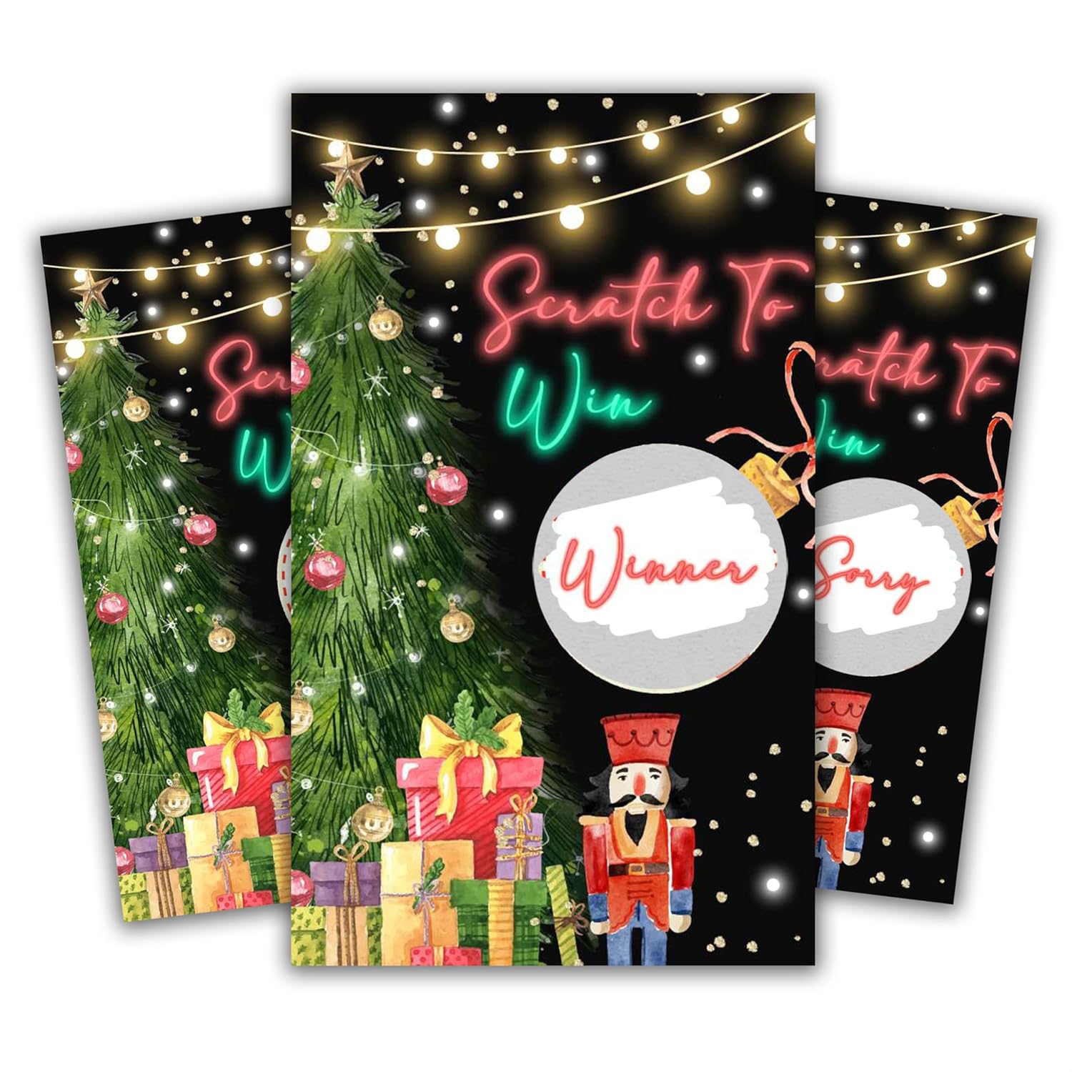 Christmas Scratch Off Cards, Xmas Party Scratch Games For Kids Adults Groups, Winter Holiday Party Games For Christmas Party, A02