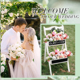 Wedding Flowers For Wedding Welcome Box Sign Artificial Flowers Decorations With Base For Reception Bridal Shower Party Ceremony Backdrop Outdoor Table Centerpieces(Pink)