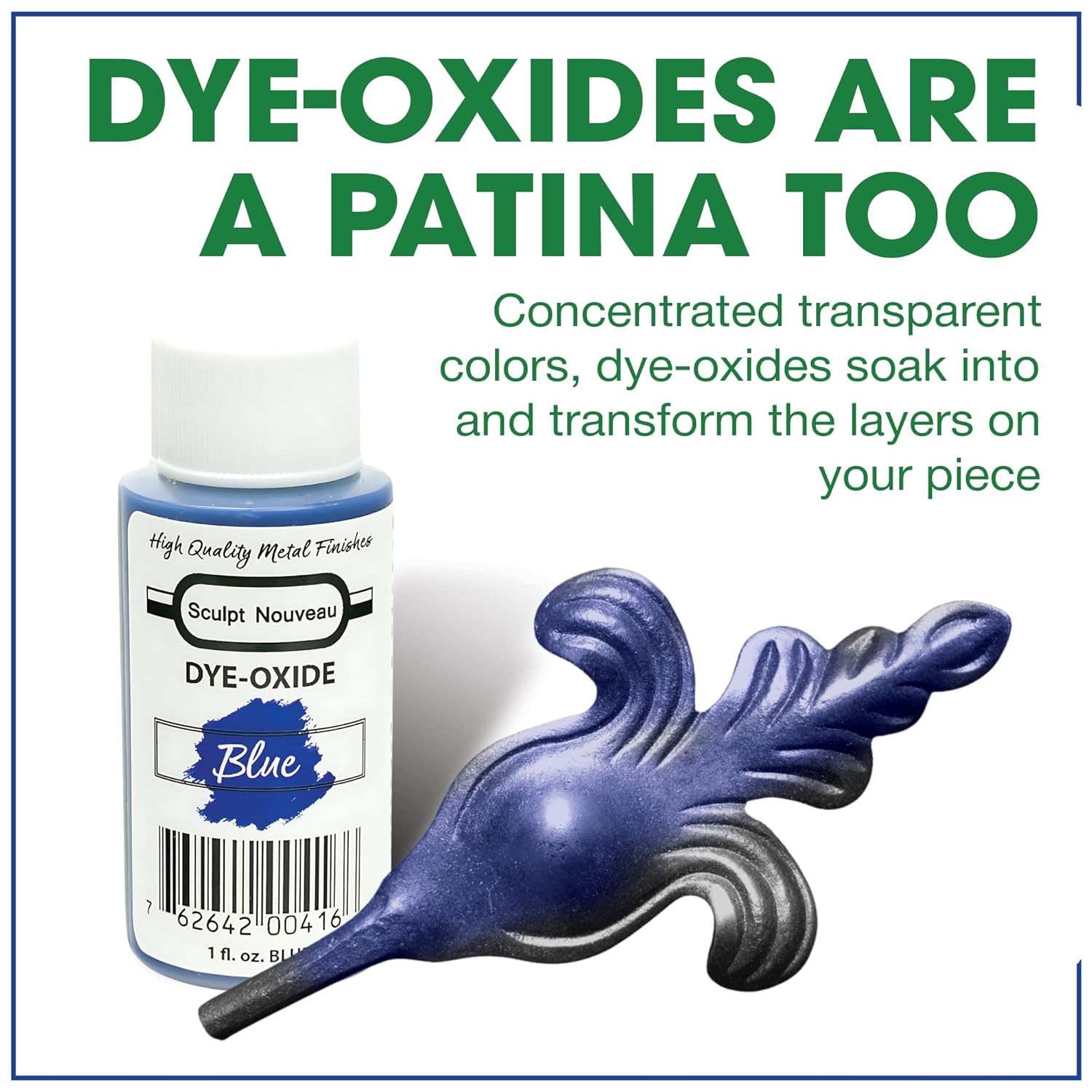 Sculpt Nouveau Blue Liquid Dye-Oxide - 1Oz Bottle, Transparent Metal Coloring Dye For Patinas, Metal Coatings, Sculpting, Customizing, And Creating Intense Color Effects