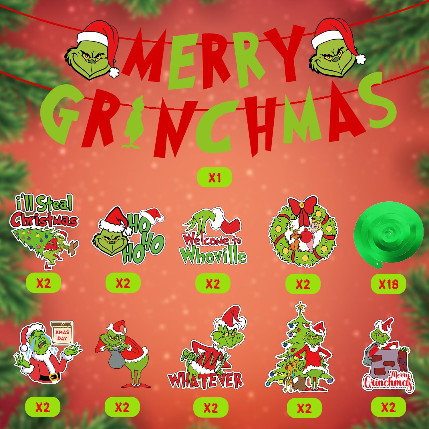 Christmas Party Decorations - 38Pcs Red Green Hanging Swirls Foil Swirl Ceiling Hanging Decorations Merry Christmas Banner For Xmas Holiday Baby Shower Birthday Supplies