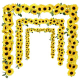 3Pack Artificial Sunflower Garland 7.5Ft Silk Fake Sunflowers Hanging Artificial Flower Vine With Green Leaves For Baby Shower Wedding Party Garden Wall Table Home Decor