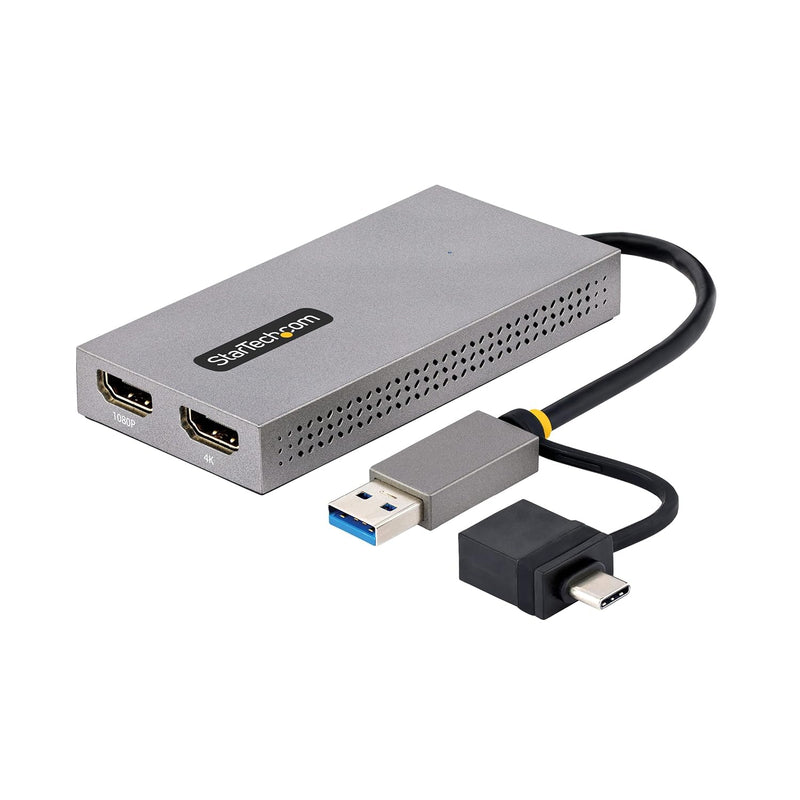 StarTech.com USB 3.0 or USB-C to Dual HDMI Adapter for Windows & macOS, 2x HDM