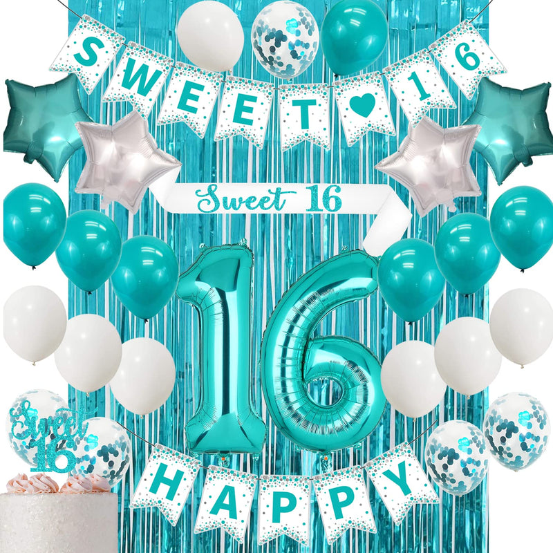 Sweet 16 Birthday Decorations,Teal 16Th Birthday Decorations For Girls