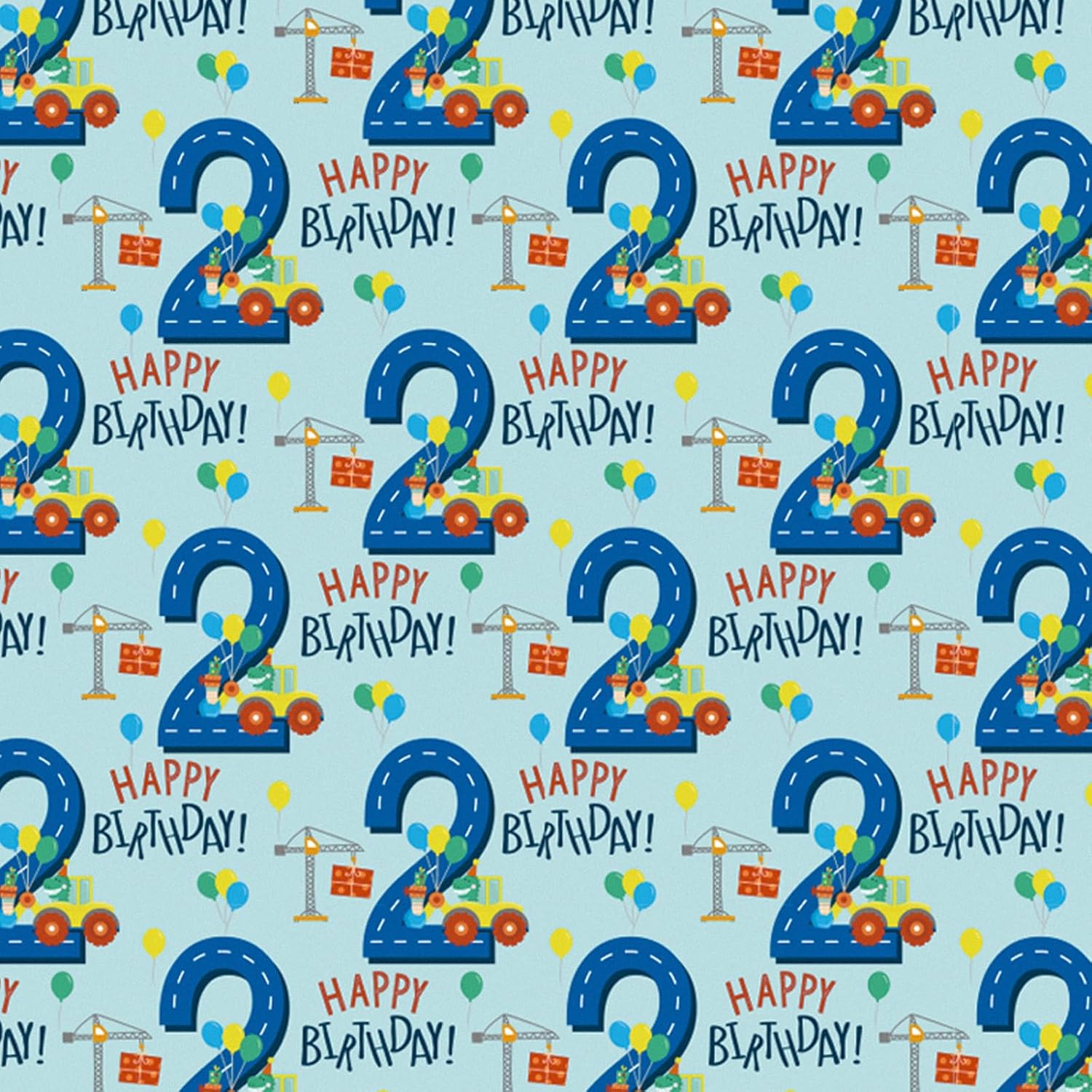 Birthday Wrapping Paper For Boy - Mini Roll - Dinosaur Truck Happy Birthday Design For Boys' Birthday Party And More - 17 Inches X 16.4 Feet - 2 Year Old