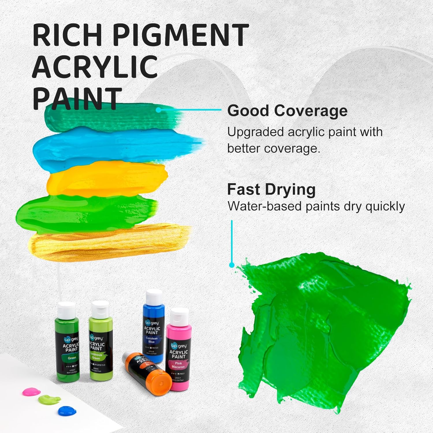 32 Colors Acrylic Paint Set, Non-Toxic Art Paints (2Fl Oz/60Ml Each) With 5 Craft Paint Brushes For Kids And Adult, Metallic Acrylic Paints For Wood Canvas Crafts Stone Ceramic Model Painting