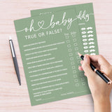 Hilarious Baby Shower Game Cards Ideas, 5" X 7" Double-Sided Baby Shower Games For Girl Or Boy, Green Minimalism Gender Reveal Party Supplies - D08