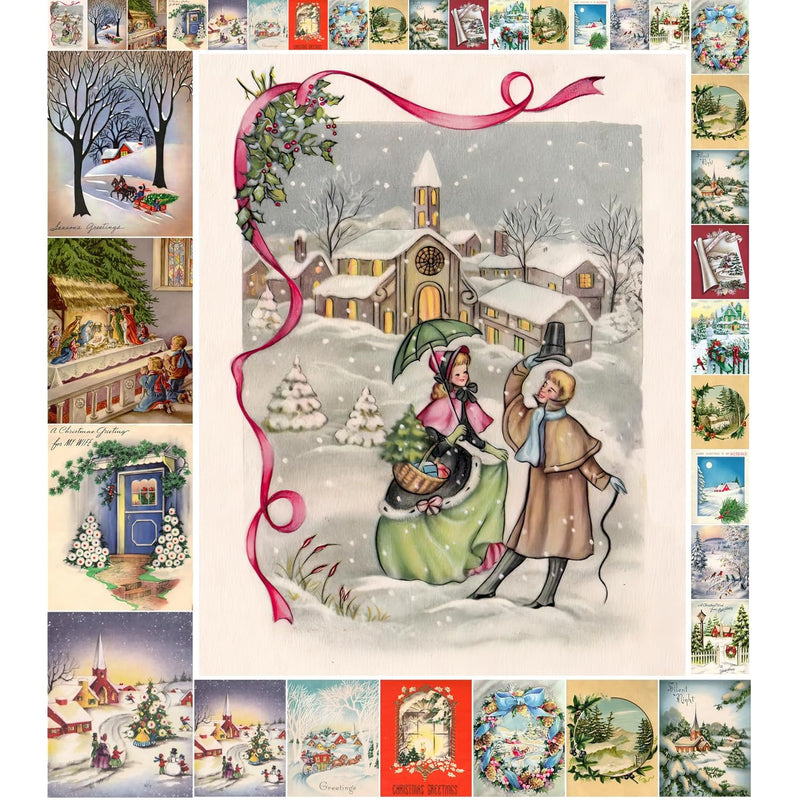 Decoupage Paper Pack (35 Sheets 6"X8") Christmas Scenery Vintage Styled Christ