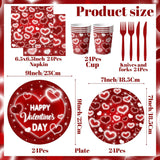 Valentines Day Party Decorations - 144Pcs Romantic Red Heart Plates And Napkins Happy Valentine'S Day Tableware Serves 24