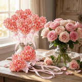 1 Set Heart Shaped Artificial Hydrangea Decor, Romantic Valentine Heart Flower For Home Table Vase Decoration, Pink Red Floral Decor Small Thoughtful Gift For Her Women (Pink)