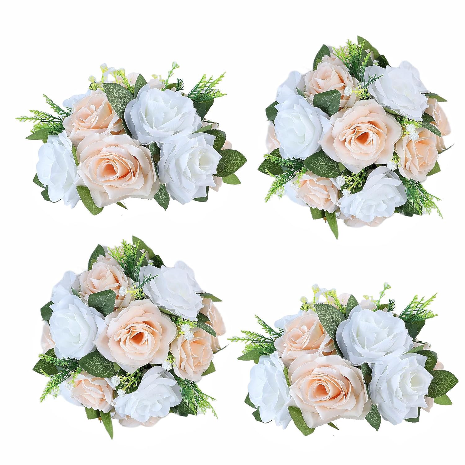 Artificial Flowers Ball 4 Pcs Champagne White Flowers Wedding Table Centerpiece Table Decorations Flower Arrangement For Table Flowers Centerpieces Wedding Flowers Wedding Centerpieces