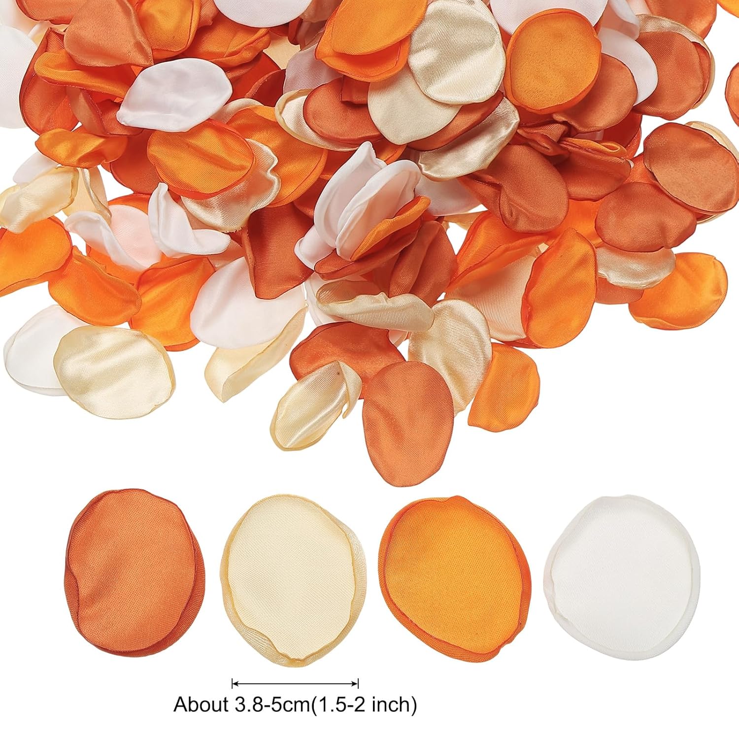 300Pcs Artificial Rose Petals Fake Silk Flower Petals For For Wedding Party Proposal Anniversary Decoration, White/Light Orange/Orange