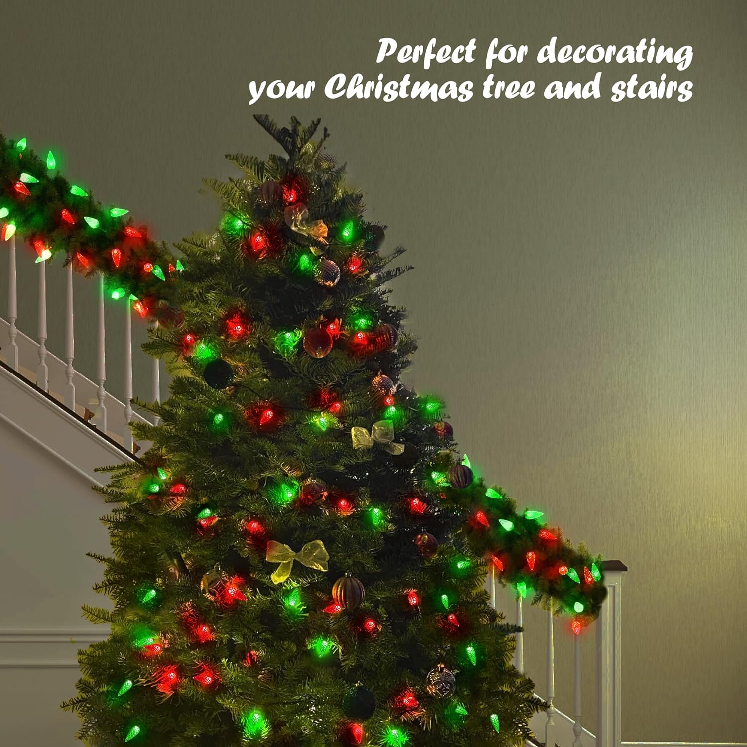 C6 Battery Operated Christmas Lights, 100 Led 34Ft String Lights With 8 Modes, Auto Timer, Waterproof For Indoor Outdoor