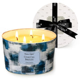 Homelights Large Jar Candle | 4-Wick Long-Lasting Scented Candles, 18Oz Natural Soy Wax Candle For Home Scented, Scandinavian Minimalist Design Gifts For Women & Men, Coastal Breeze