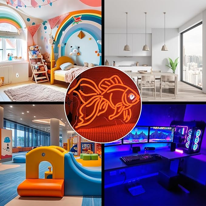 Goldfish Neon Sign Dimmable USB LED Wall Light Ocean Decor for Bedroom Restaurant Man Cave