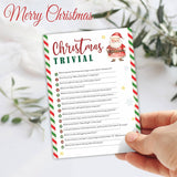 30 Pack Christmas Party Game Cards - Christmas Trivial - Cute Santa Design Fun Xmas Games Activity For Office Groups, Festive Events Xmas Party Decorations (5" X 7",With One Answer Cards) - A05