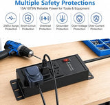 Heavy Duty Black Surge Protector Power Strip with 6 Outlets and 4FT Cord for Garage and Workshop