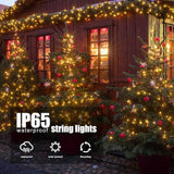 2 Pack 72FT Solar String Lights 200 LED Warm White IP65 Waterproof Outdoor Lights