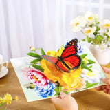 Pop Up Flower Card, Greeting Card, Butterfly And Pink Peony Flower 3D Pop Up Card 6"X 8", Mother'S Day Pop Up, Anniversary, Birthday, Valentine'S Day Card, Wife, Grandma