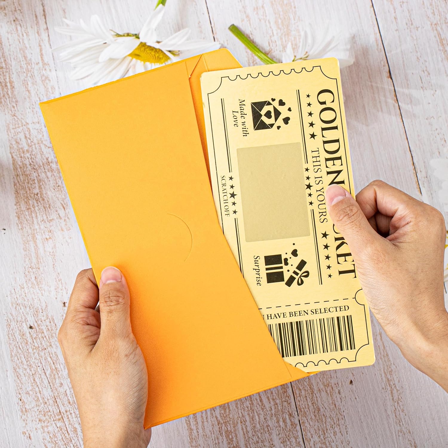 12 Sets Golden Ticket Custom Scratch Off Cards With Envelope And Stickers Surprise Gift Certificates For Birthday Concert Wedding Movie Vouchers Raffle Coupons