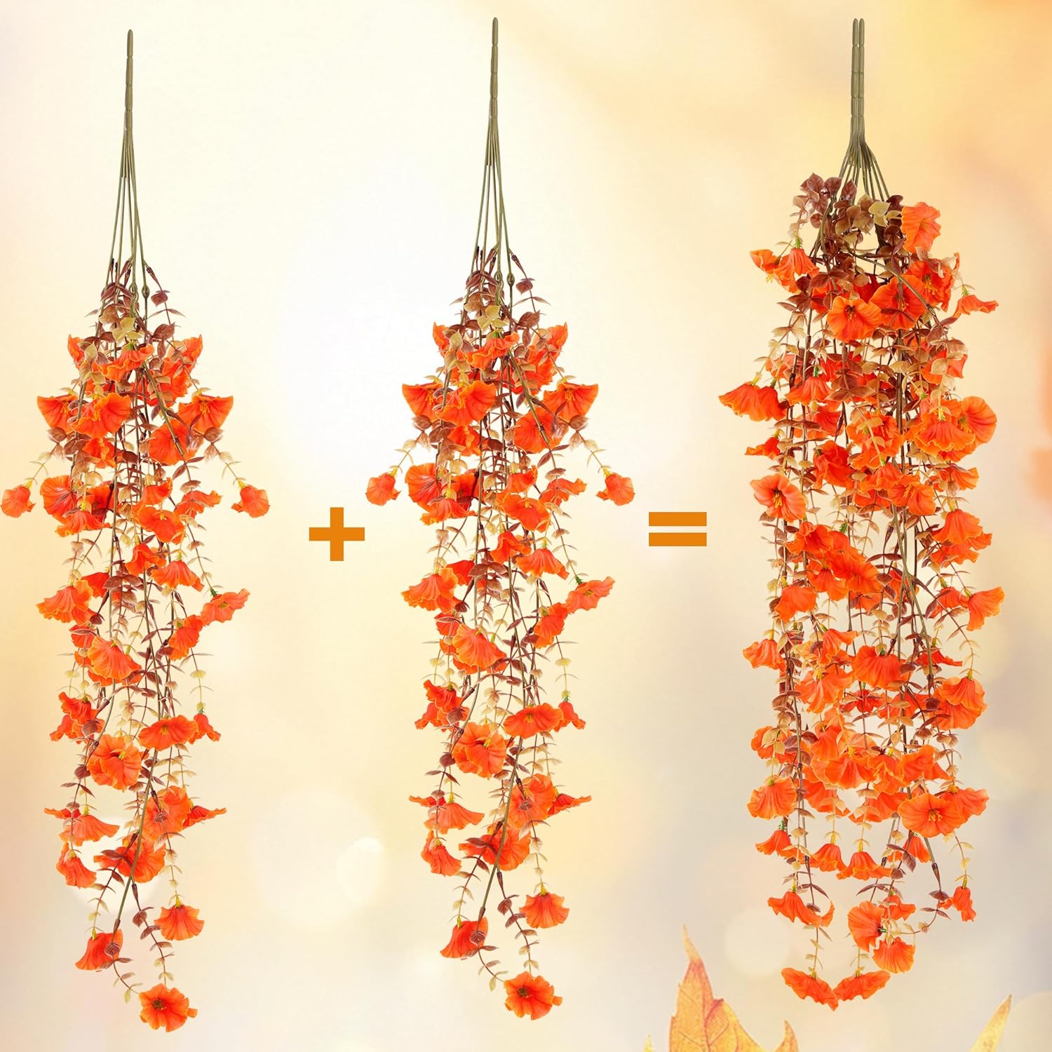 4Pcs Artificial Fall Flowers Fake Hanging Mums Plants For Autumn Outdoor Indoor Home Gardens Door Window Porch Decor
