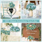 8 Pcs Wedding Artificial Rose Flowers Fake Roses Silk Hydrangea Berry Bouquet 12 Inch Faux Flowers For Bridal Wedding Party Floral Home Decoration Table Centerpieces(Teal Blue)
