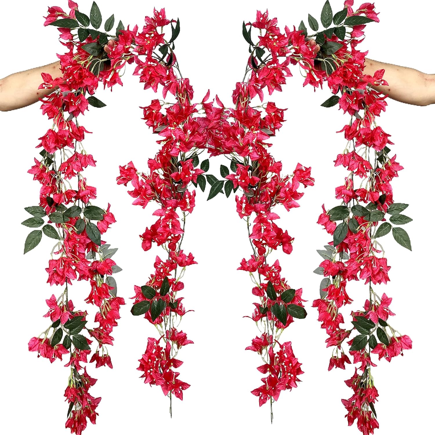 5.9 Ft Artificial Bougainvillea Flowers Garland Silk Bougainvillea Vines Faux Long Bougainvillea Vines For Wedding Arch Wall Decorations Centerpieces Table Runner (Fuchsia - Pack Of 2)