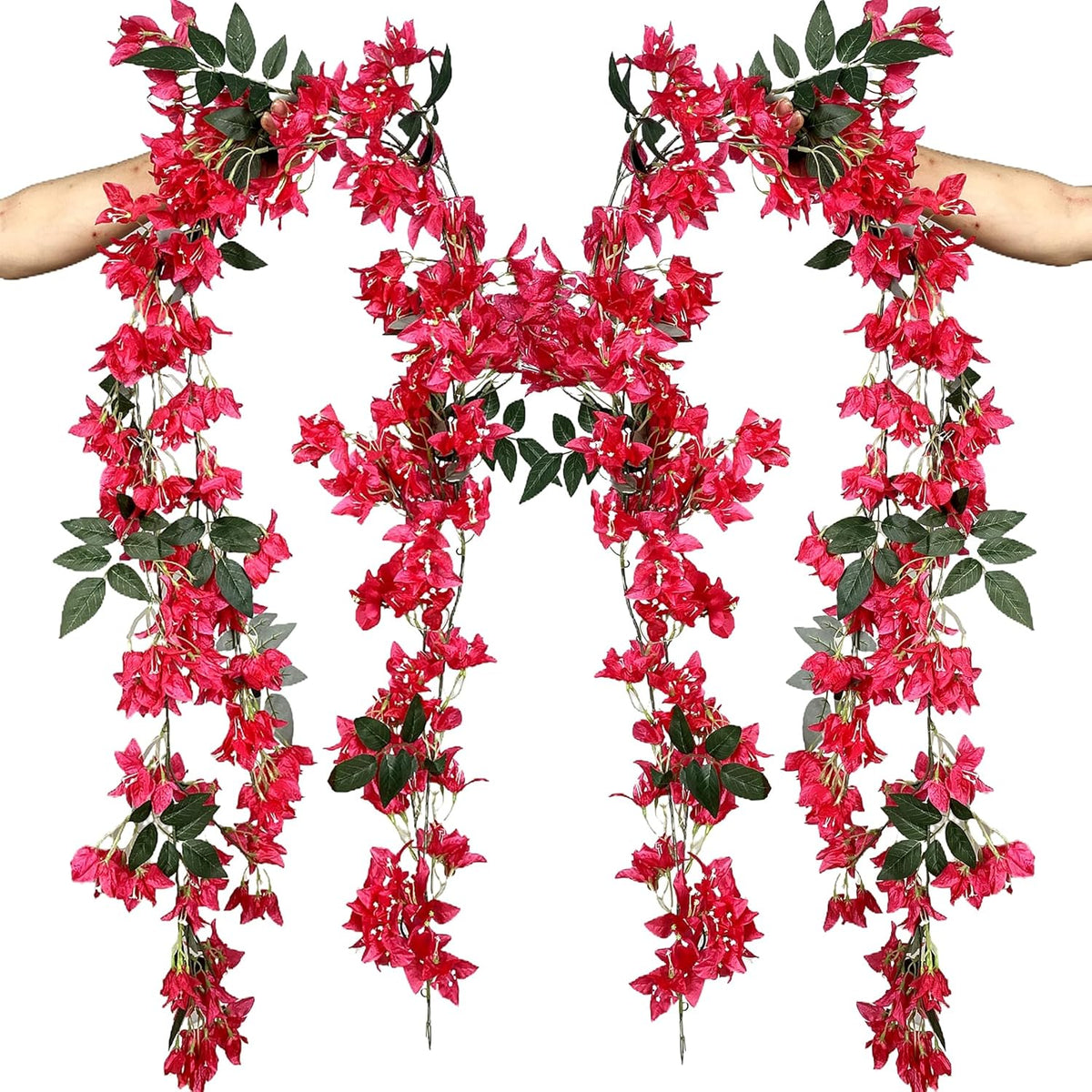 5.9 Ft Artificial Bougainvillea Flowers Garland Silk Bougainvillea Vines Faux Long Bougainvillea Vines For Wedding Arch Wall Decorations Centerpieces Table Runner (Fuchsia - Pack Of 2)