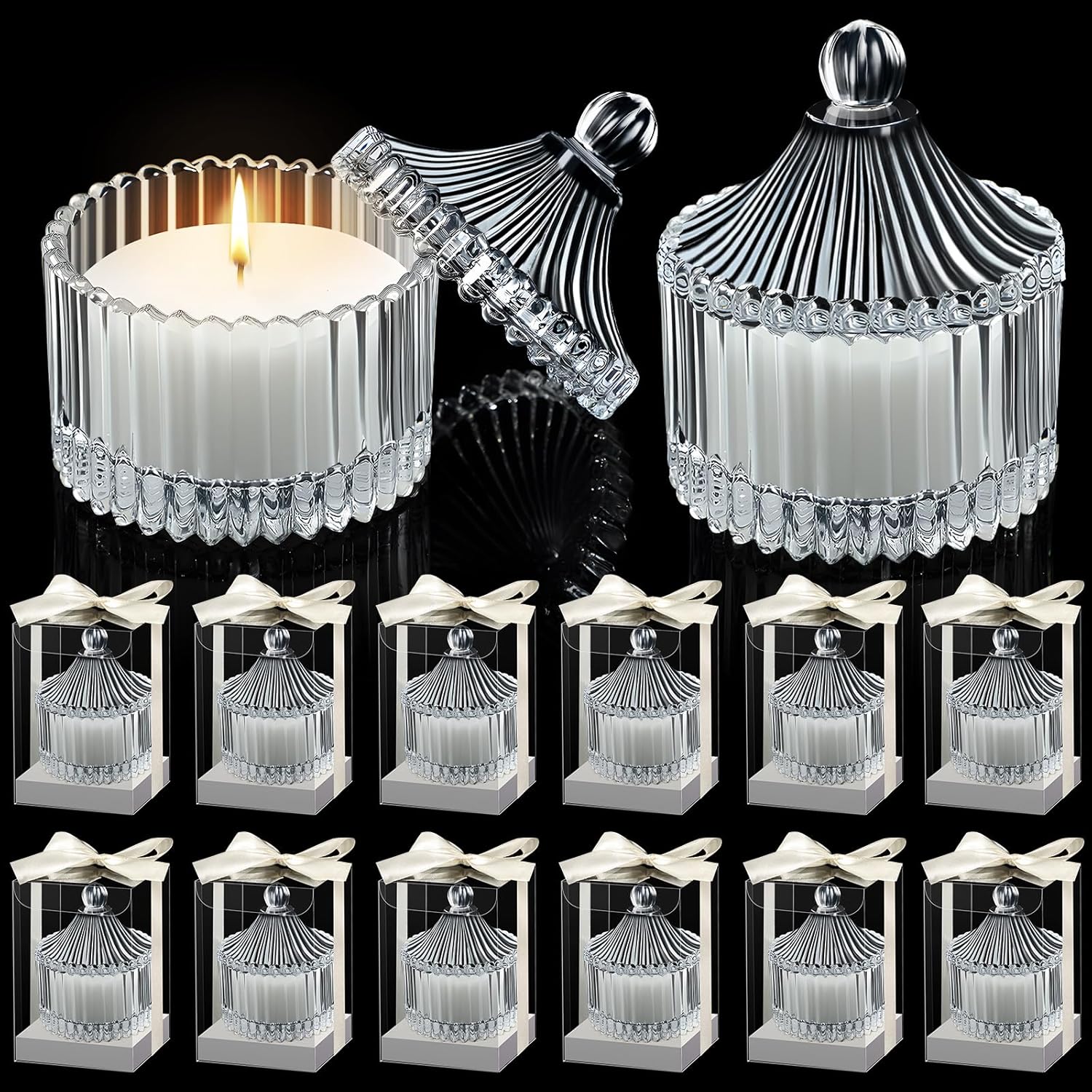 12 Pack Wedding Candle Favors For Guests In Glass Personalized Favors Candles Bulk Souvenirs Bridal Proposal Gift Thanks For Coming Wedding Party(Classic Style)